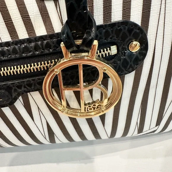 Henri Bendel NWT Disturbed Stripe Barrel Satchel Rare - Picture 11 of 16
